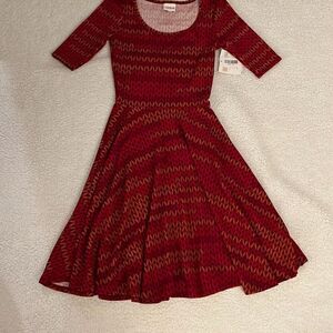 LuLaRoe knit print red Nicole dress XXS NWT